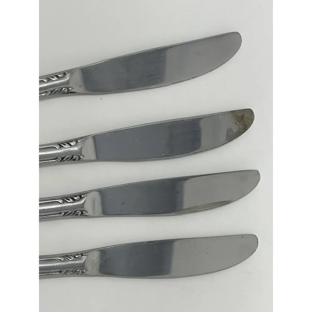 United Silver Acadia Stainless Dinner Place Knife Japan 8 3/8” Set Of 4